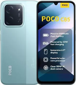 XIAOMI Poco C85 4G LTE (Compatible with Tmobile Tello Mint Metro & Global) Unlocked Dual SIM 6.9" 50MP Model 25078PC3EG International Version (256GB+8GB, Green) XIAOMI Poco C85 4G LTE (Compatible with Tmobile Tello Mint Metro & Global) Unlocked Dual SIM 6.9" 50MP Model 25078PC3EG International Version (256GB+8GB, Green)