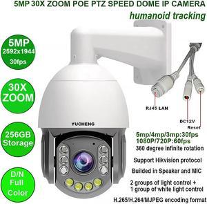 8MP Outdoor PTZ IP Camera Dome with Built-in Mic,4X Optical Zoom 16x  Digital Zoom Pan Tilt with 165ft IR Night Vsion,Human/Vehicle