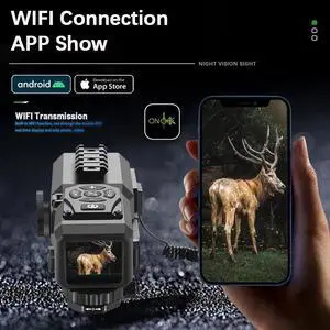 Tiny Night Vision Camera Scope Sights WIFI APP 4-16X Zoom 1920*1080p IR Video with 1200m Laser Rangefinder 6 Reticles Crosshair