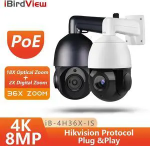 8MP PTZ PoE IP Camera Speed Dome Auto Tracking Human Detection with Night Vision