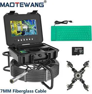 10.1" IPS Pipe Sewer Drain Inspection Camera DVR 7mm Cable Auto Self-Leveling