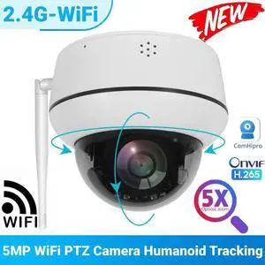 Dome Wifi PTZ IP Camera Outdoor Sony 5MP Human Tracking CCTV 2-way Audio 5X Zoom 128GB