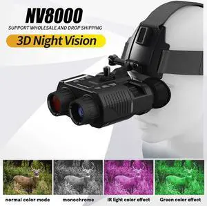 1080P 3D NV8000 Night Vision Binoculars Goggles Head Mount Infrared Night Vision