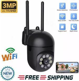 360 3MP Mini WiFi Wireless Bulb Security Camera Night Vision 2 Way Audio Black