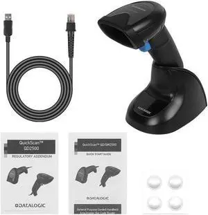 Datalogic QD2590-BKK1B Barcode Scanner Handheld 2D Bar Code Reader with USB Cable and Base