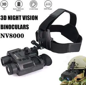 NV8000 3D Night Vision Binoculars Goggles 1080P Head Mount Infrared Night Vision