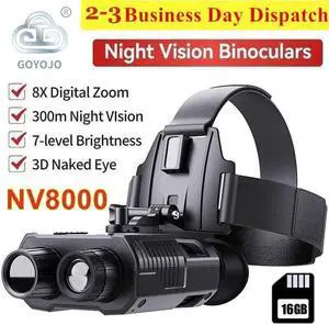 1.4" 4K 3D Night Vision Binoculars Infrared Head Mounted Goggles NV8000