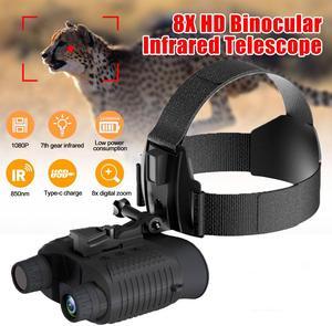 NV8160 8X Zoom IR Night Vision Binoculars 4K HD Head-mounted Goggles Hunting Cam