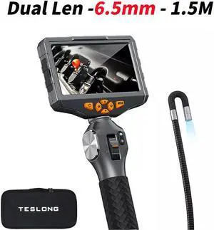 TESLONG TD500 Industrial Waterproof Borescope Inspection Camera Monitor 5 Inch (Dual Lens - 6.5mm - 1.5M)