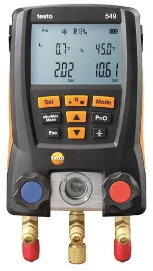 Testo 549 Digital Manifold Meter 2 Valve System Air Conditioning Pressure Gauge