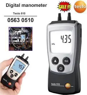 Testo 510 Range 0to100 hPa Temperature Compensation Digital Manometer 0563 0510