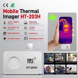 HTI HT-203H 256*192 Thermal Camera Android Type-C Thermal Imager 25Hz Mobile Thermal Imaging Camera for PCB Device Fault Detect