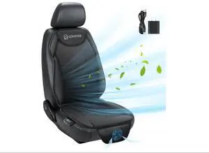 Funda de asiento de coche de refrigeración para asientos delanteros de automóvil, almohadilla de enfriamiento negra de 12 V, fundas de asiento delantero para autos, camiones, SUV, universal