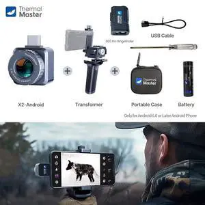 50Hz X2 Night Vision to Hunt 15X Zoom Thermal Monocular Imaging Camera Binocular Android kit+Rangefinder