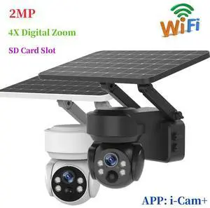 WIFI/4G Solar Powered Camera 2MP Home Outdoor PTZ Security IP CCTV Solar Camera (White WIFI)