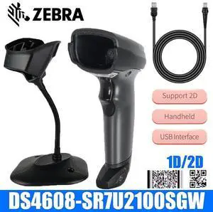 Ze,bra DS4608-SR7U2100SGW Wired 1D/2D Handheld Barco,de Scann,er Imager w USB Cable