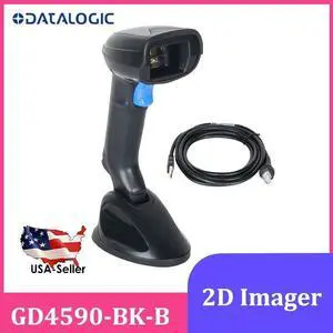 Da,talogic GD4590-BK-B USB 1D 2D Handheld Barco,de Scann,er Reader with Base USA