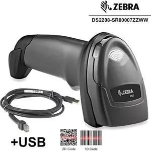 Ze,bra DS2208-SR00007ZZWW Handheld 1D 2D Bar,Code Reader Scann,er with USB Cable