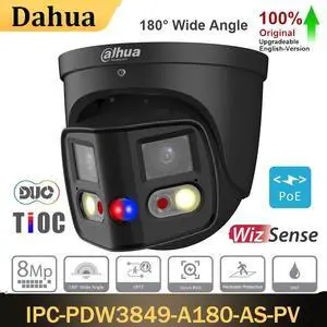 Da,hua 8MP Ai Panoramic TiOC Duo Splicing IP Camera SMD4.0 IPC-PDW3849-A180-AS-PV Black