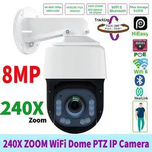 4K 8MP WiFi POE 30fps 240X Zoom PTZ IP Camera Smart TrackingTwo Way Audio Onvif 4K 8MP WiFi POE 30fps 240X Zoom PTZ IP Camera Smart TrackingTwo Way Audio Onvif