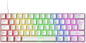 T60 mechanical gaming keyboard blue switch 62-key USB type C wired keyboard with 18 RGB light effects, suitable for desktop PC gamers. Plug and Play High Response Ergonomic Gaming Wired Keyboard