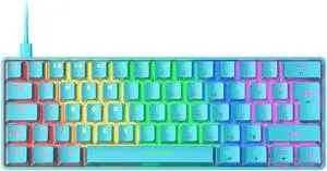 T60 mechanical gaming keyboard blue switch 62-key USB type C wired keyboard with 18 RGB light effects, suitable for desktop PC gamers. Plug and Play High Response Ergonomic Gaming Wired Keyboard Blue