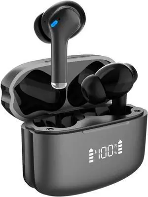 M48 Bluetooth Earbuds with 4 Mic, Wireless Headphones with ENC Noise Cancelling, in Ear Bluetooth Earphones, Cordless Ear Buds IPX5 Waterproof Touch Control, Black