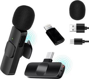 Wireless Lavalier Microphone, Lapel Mic System for YouTube Facebook Live Stream TikTok Video Recording Vlog for Type-C Android & iPhone,Plug and Play,Noise Reduction,No APP & Bluetooth Needed