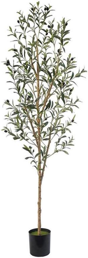 Artificial Olive Tree 6FT(72in) Tall Faux Olive Trees Indoor with Realistic Leaves and Fruits Fake Potted Plants for Home Office Decor Gift