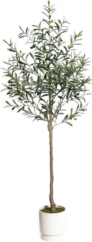 6FT Olive Trees Artificial Indoor, 72in Tall Faux Olive Tree Silk with Green Leaves and Big Fruits, Artificial Plants for Home Office Living Room Gift