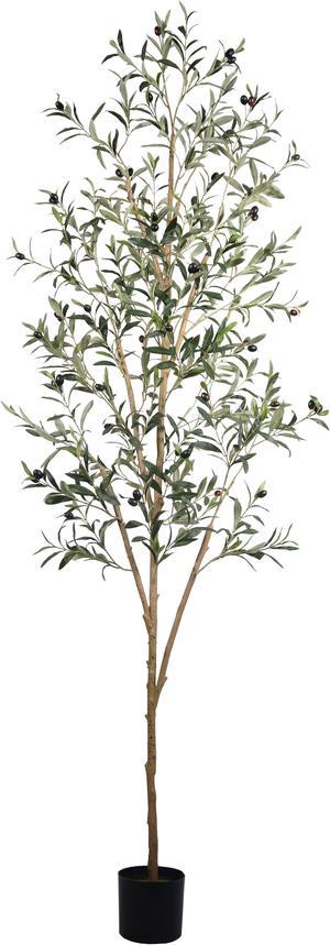 Artificial Olive Tree 7FT(84in) Tall Faux Olive Trees Indoor with Realistic Leaves and Fruits Fake Potted Plants for Home Office Decor Gift