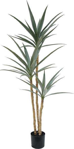 Artificial Tree Faux Agave Plant 5.3FT, 63in Fake Dracaena Tree Indoor with 3 Heads in Plastic Pot for Home Decor Office Decoration Housewarming Gift