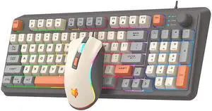 K820 Led Cool Lighting 94 Keys Wired Keyboard Mechanical Touch Luminous and Mouse Set for Desktop Computer Pc Laptop Home Office