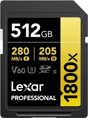 Lexar SDXC Professional 1800x UHS-II Flash Memory Card 512GB