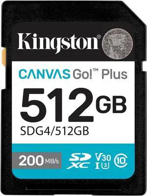 Kingston SDXC Canvas Go Plus (SDG4) Flash Memory Card 512GB