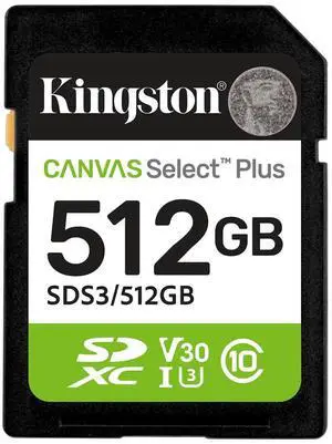 Kingston SD Canvas Select Plus 150MB/s Memory Card 512GB
