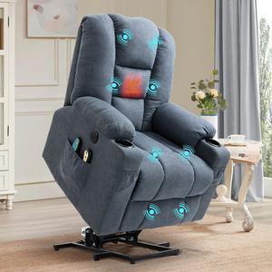 Costway Grey Fabric Power Lift Recliner Chair Sofa for Elderly w