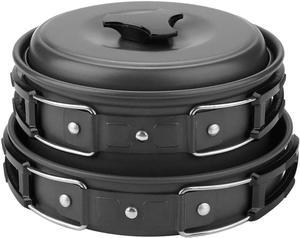 OuterEQ Camping Cookware Outdoor Mess Kit Lightweight Backpacking Cooking Set Picnic Pots and Pans