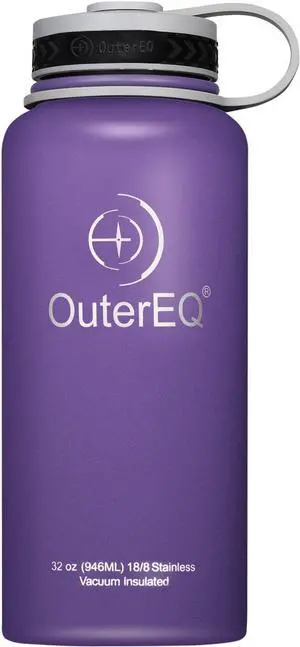 OuterEQ 32 oz Vacuum Insulated Stainless Steel Water Bottle Purple