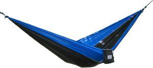 OuterEQ Portable Parachute Camping Hammocks Lightweight Nylon Fabric Travel Hammock (Blue/Black, 295cm x 198cm/Double)
