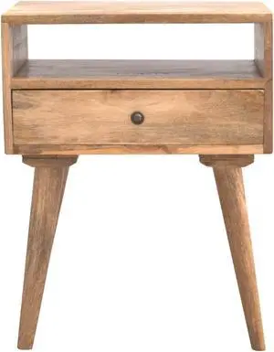 Modern Solid Wood Nightstand with Open Slot