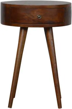 Nordic Chestnut Circular Shaped Nightstand