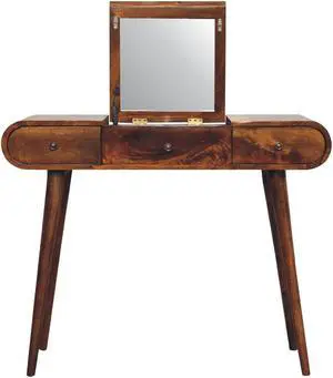 Chestnut Dressing Table with Foldable Mirror