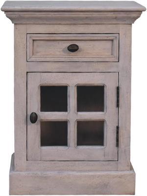 Stone Finish Bedside with Glazed Door