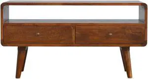 Curved Chestnut Media Unit