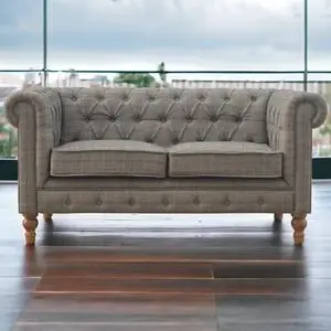 Artisan Furniture Solid Wood Multi Tweed 2 Seat Chesterfield