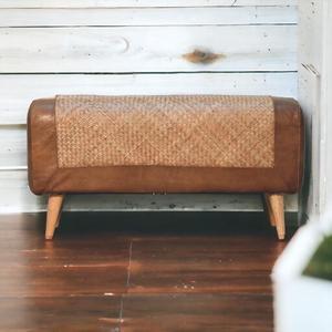 Artisan Furniture Large Seagrass Buffalo Hide Nordic Bench