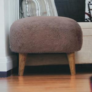 Artisan Furniture Mocha Faux Fur Square Stool