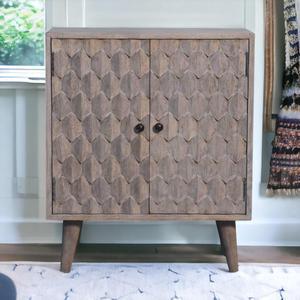 Artisan Furniture Mini Pineapple Carved Stone Finish Cabinet
