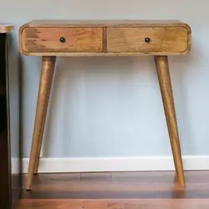 Artisan Furniture Solid Wood Oak-ish Curved Hallway Table